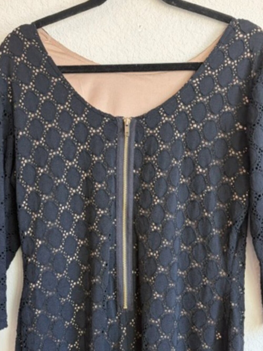 Ronnie Nicole Black Lace Nude Lining Dress Size 12 Scalloped Hem LBD Classic - Picture 5 of 11